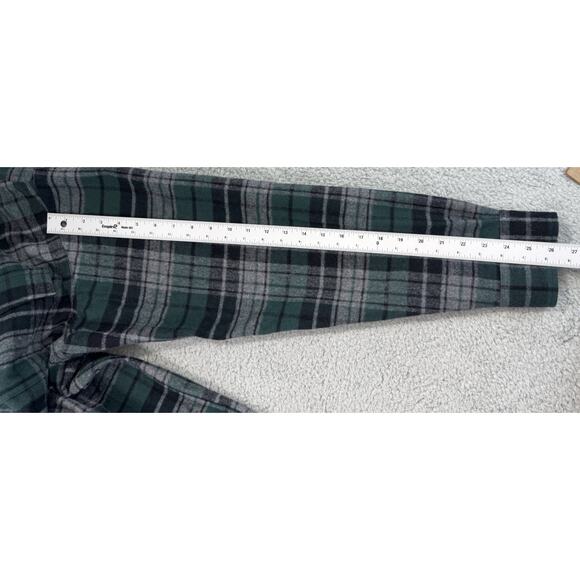 LL Bean Shirt Men Large Green Plaid Chamois Flannel Vintage Heavyweight Trad Fit - Picture 10 of 15